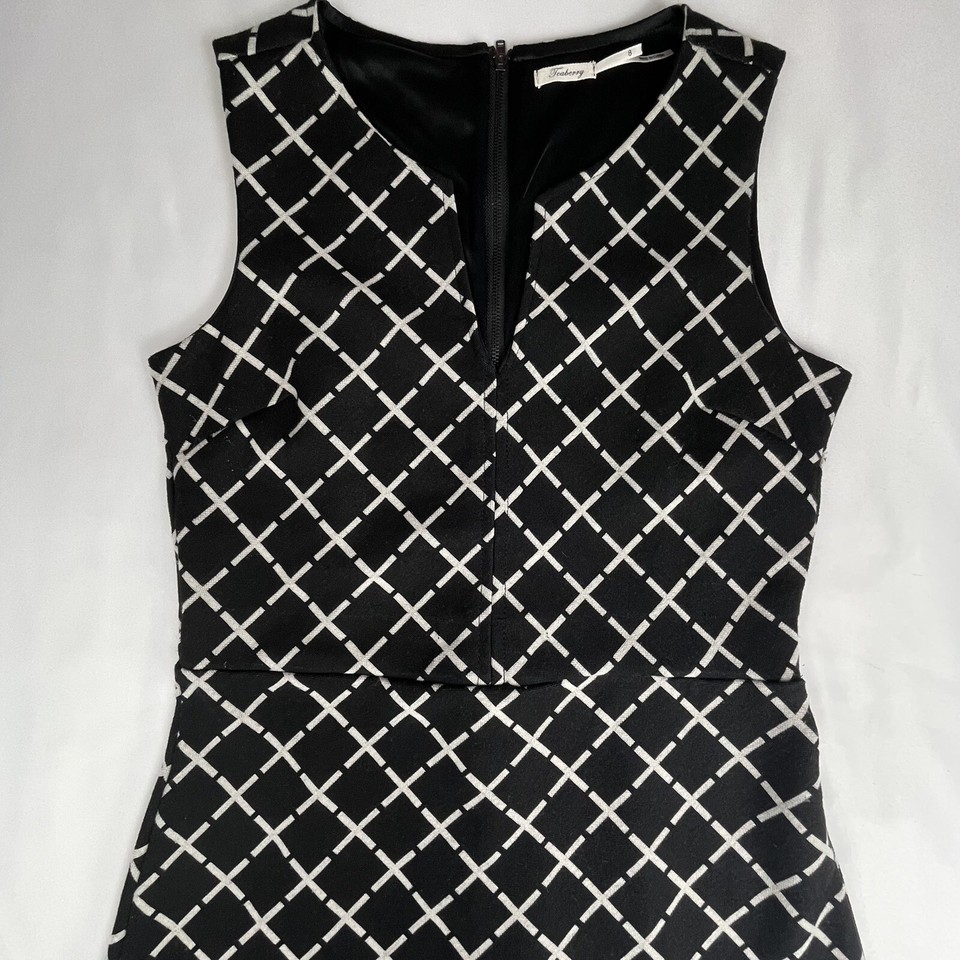 Teaberry Women’s Black And White Diamond Patterned Sleeveless A-Line Dress - 8 