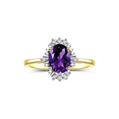RYLOS Gold Plated Ring 7x5MM Gemstone & Diamonds Birthstone Jewlry Size 5-10