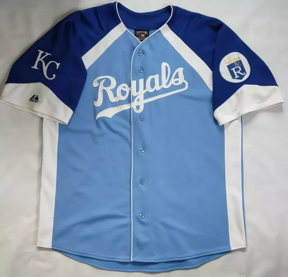 RARE MAJESTIC COOPERSTOWN COLLECTION KANSAS CITY ROYALS BASEBALL JERSEY  SIZE L