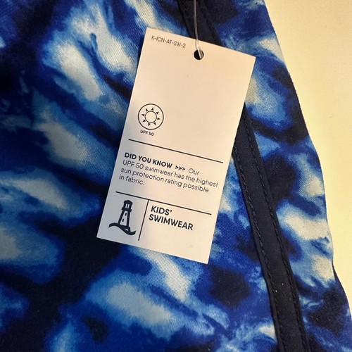 New Lands’ End Cargo Pocket Swim Trunk, Blue Tie Dye, Boys Small (6-7), UPF 50 - Picture 4 of 11