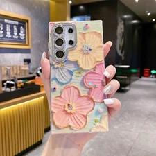 Painting Flower Butterfly Pattern Soft Phone Case For Samsung Galaxy S24 S23 S22