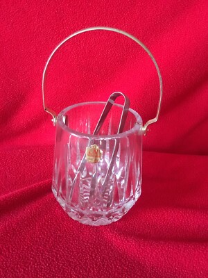 Crystal ice bucket by Nachtmann, silver plated removable handle, Old, Vintage,