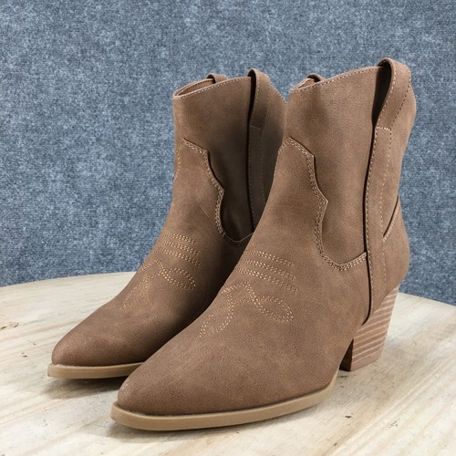 Rachel Zoe Boots Womens 7.5 M Rocky Western Pointed Ankle Bootie Brown Heels - Picture 5 of 18