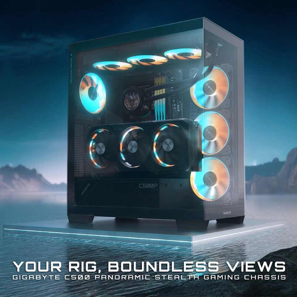 Gigabyte C500 Panoramic Stealth Mid Tower ATX Tempered Glass RGB PC Case - Image 2 of 4