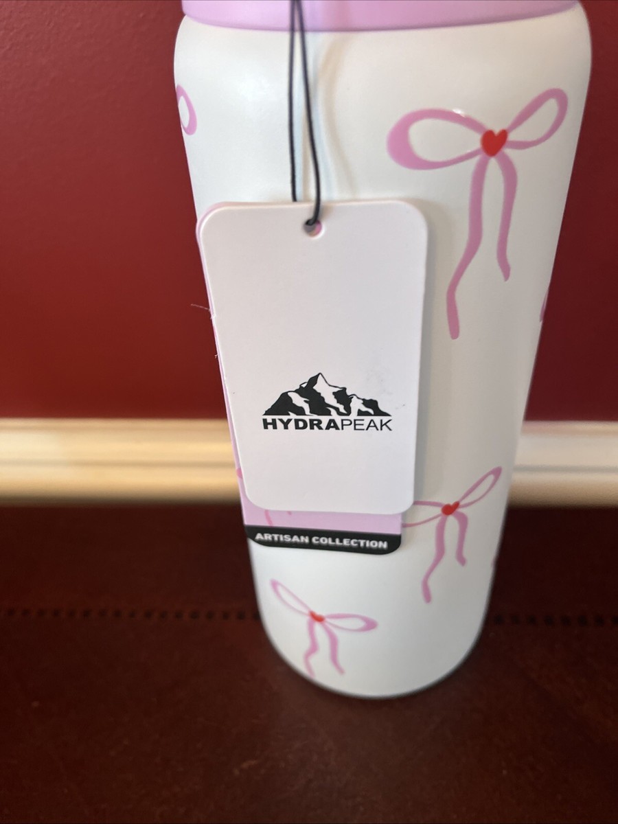 Hydrapeak Artisan Collection Pink Bows With Hearts BPA Free Water