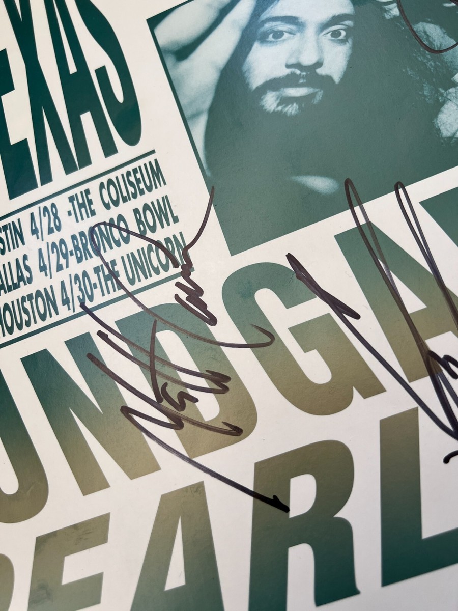 SOUNDGARDEN PEARL JAM 1992 TOUR SIGNED TEXAS CONCERT POSTER w/PASS