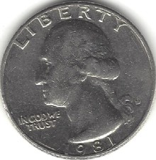 1981-D  25c Washington Quarter,  (US COIN, MONEY, COLLECTIBLE)