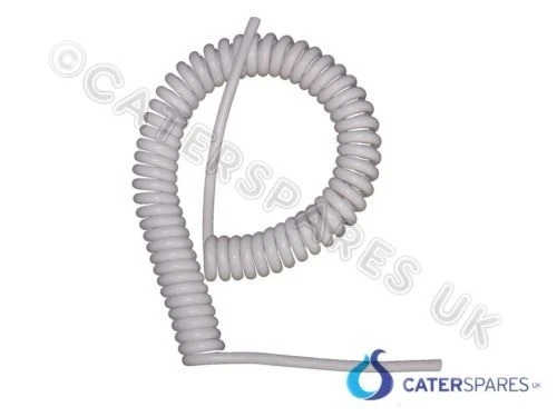 CATERSPARESUK CURLY COILED MAINS CABLE 13AMP EQUIPMENT LEAD WHITE UNIVERSAL 3 CORE 1.5MM