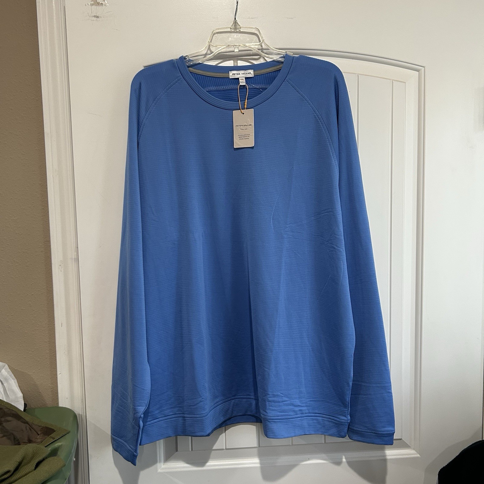 Peter Millar Beaumont Performance Crew Neck Long Sleeve Pullover Blue