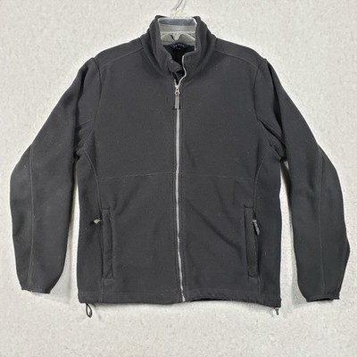 Lands' End Polartec Fleece Jacket Men M Black Gorpcore Quiet Outdoor Full Zip