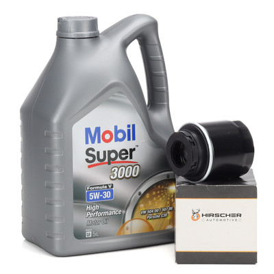5L Mobil 1 SUPER 3000 FORMULA V 5W-30 + HIRSCHER Ölfilter für VAG 1.2/1.4 TFSI
