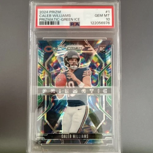 2024 Panini Prizm Green Ice Prizmatic Caleb Williams #1 Chicago Bears RC PSA 10