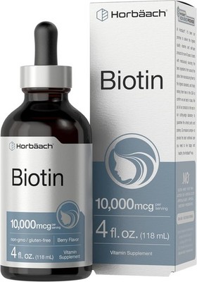 Biotin Liquid 10000mcg | 4 fl oz | Vegetarian Drops, Non-GMO | by Horbaach