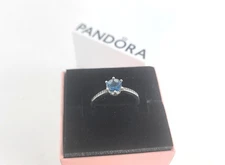 New 100% Authentic PANDORA 925 Blue Sparkling Crown Ring Ring # 198289NSWB