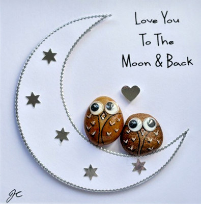 Eule Love You to the Moon Rahmen 6x6 Romantisch Jahrestag Paar Geschenk