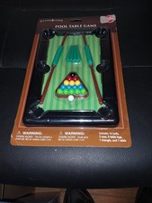 Classic Games Pool Table Game Mini Set with Balls, Cues, Triangle, Table