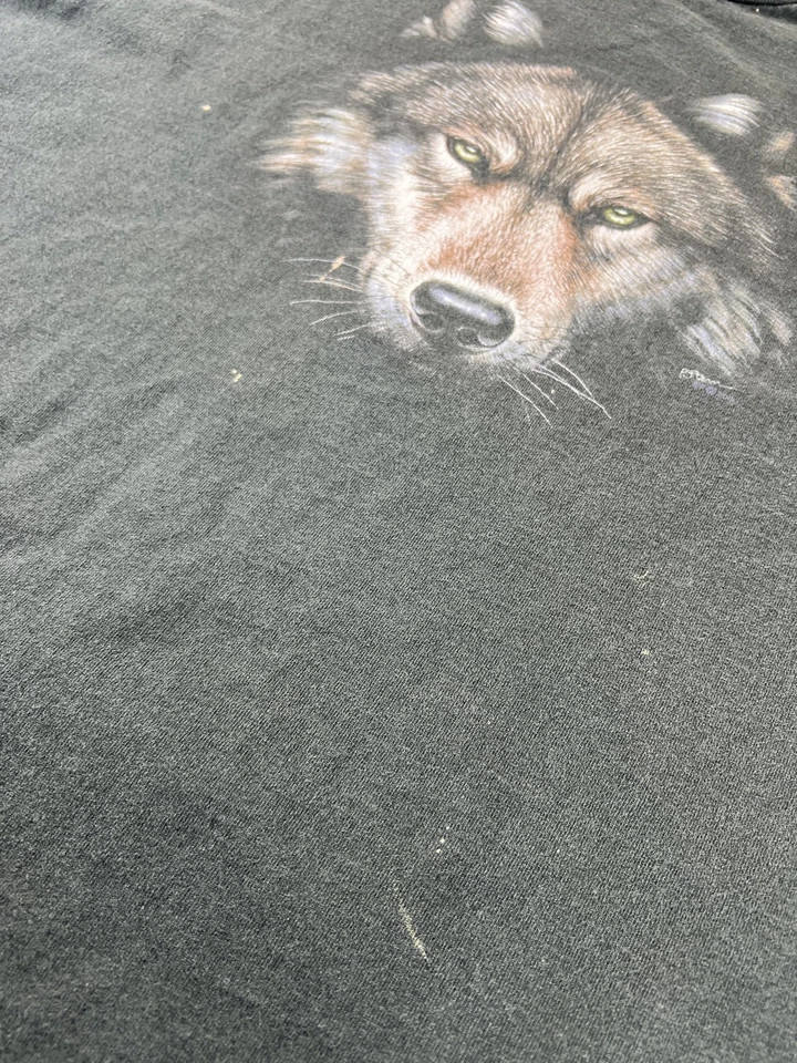 Camisa Lobo De Colección Años 90 Para Hombres XL Gráfica Naturaleza Arte Animal Puntada Única Hecha en EE. UU. Foto 3 de 4