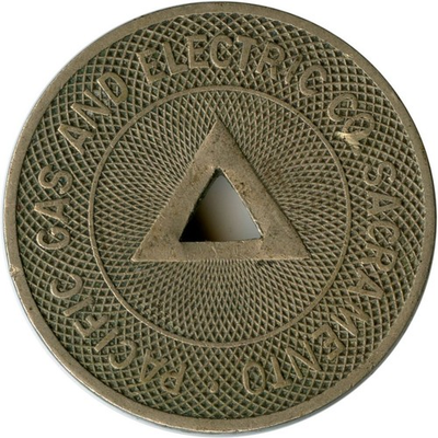 #ad Sacramento California CA Pacific Gas and Electric Co. Fare 23mm Transit Token $9.00