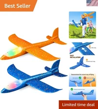 Interactive Foam Airplanes - 17.5" LED Gliders with Two Flight Modes for Kids