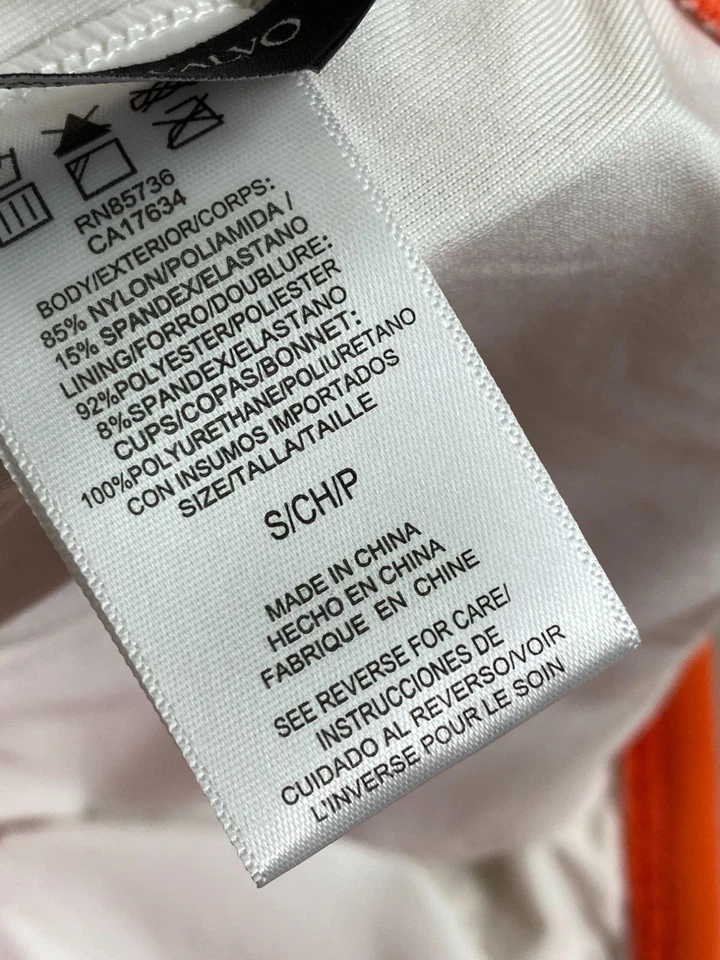 Camiseta de natación Tankini acanalada naranja Carmen Marc Valvo talla pequeña nadar playa modesta Foto 4 de 4