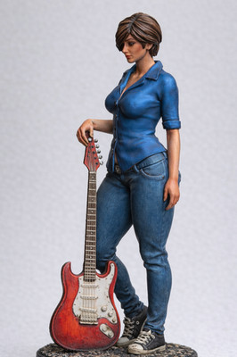 W55 - Woman Guitarist (Guitar Down Pose) unbemalt Scale Model weibliche Figur