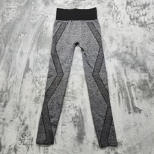 New Mix Leggings Womens One Size OS Gray Black Zig Zag Seamless High Waist Ankle