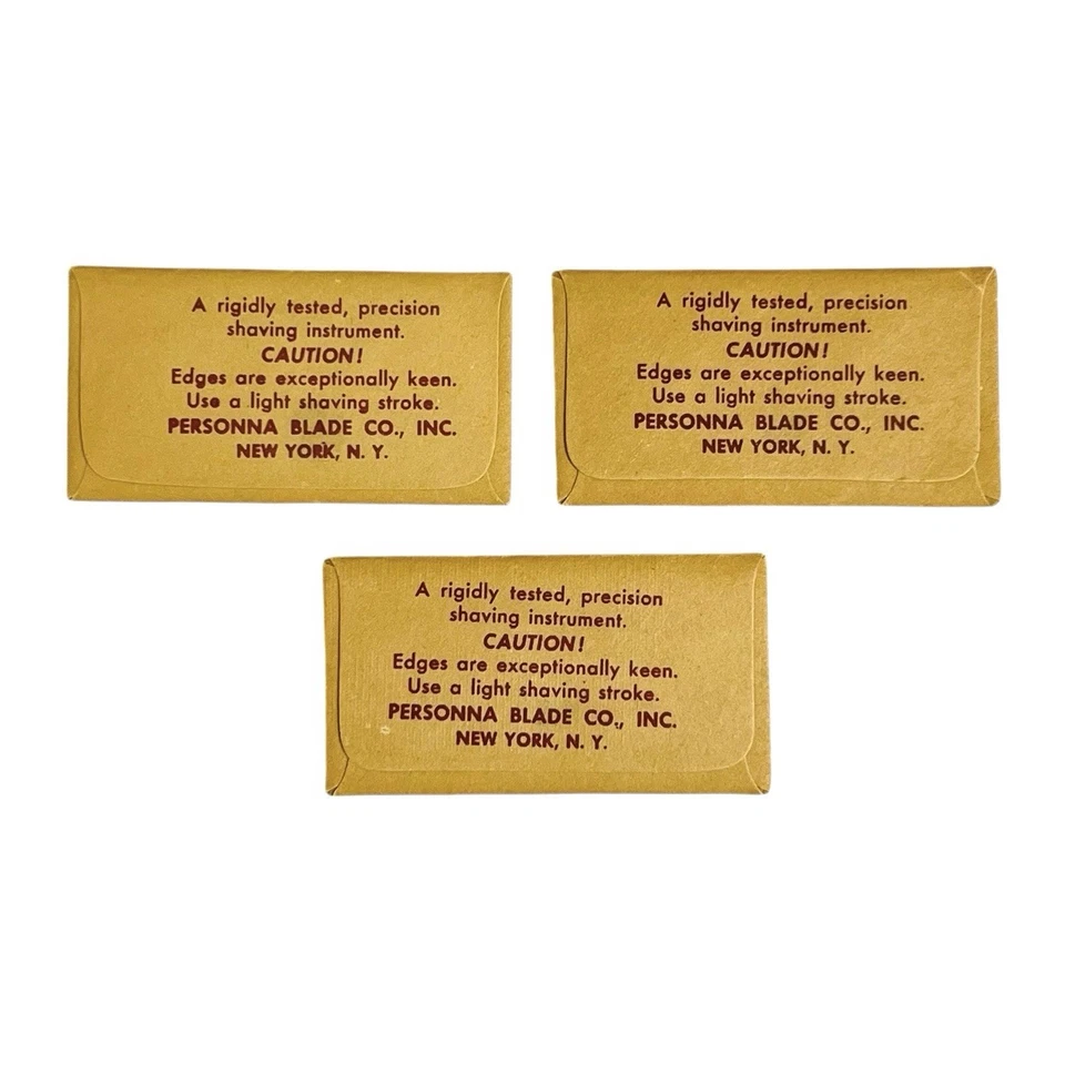 Lote de 3 hojas de afeitar de doble filo hoja de precisión Personna de colección de la Segunda Guerra Mundial de la década de 1940 Foto 2 de 2