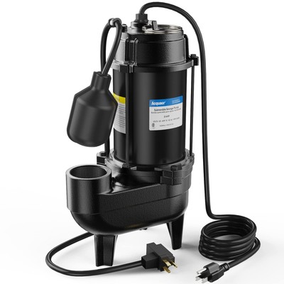 3/4HP Submersible Sewage Effluent Pump, Cast Iron, 115V 6400 GPH Automatic Te...