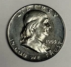 Toned GEM Proof 1953 Franklin Silver Half Dollar, U.S. PF 50c Coin