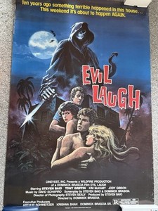 "EVIL LAUGH RARE ORIGINAL MOVIE POSTER ROLLED 1987 SIGNED BY EXECUTIVE PRODUCER