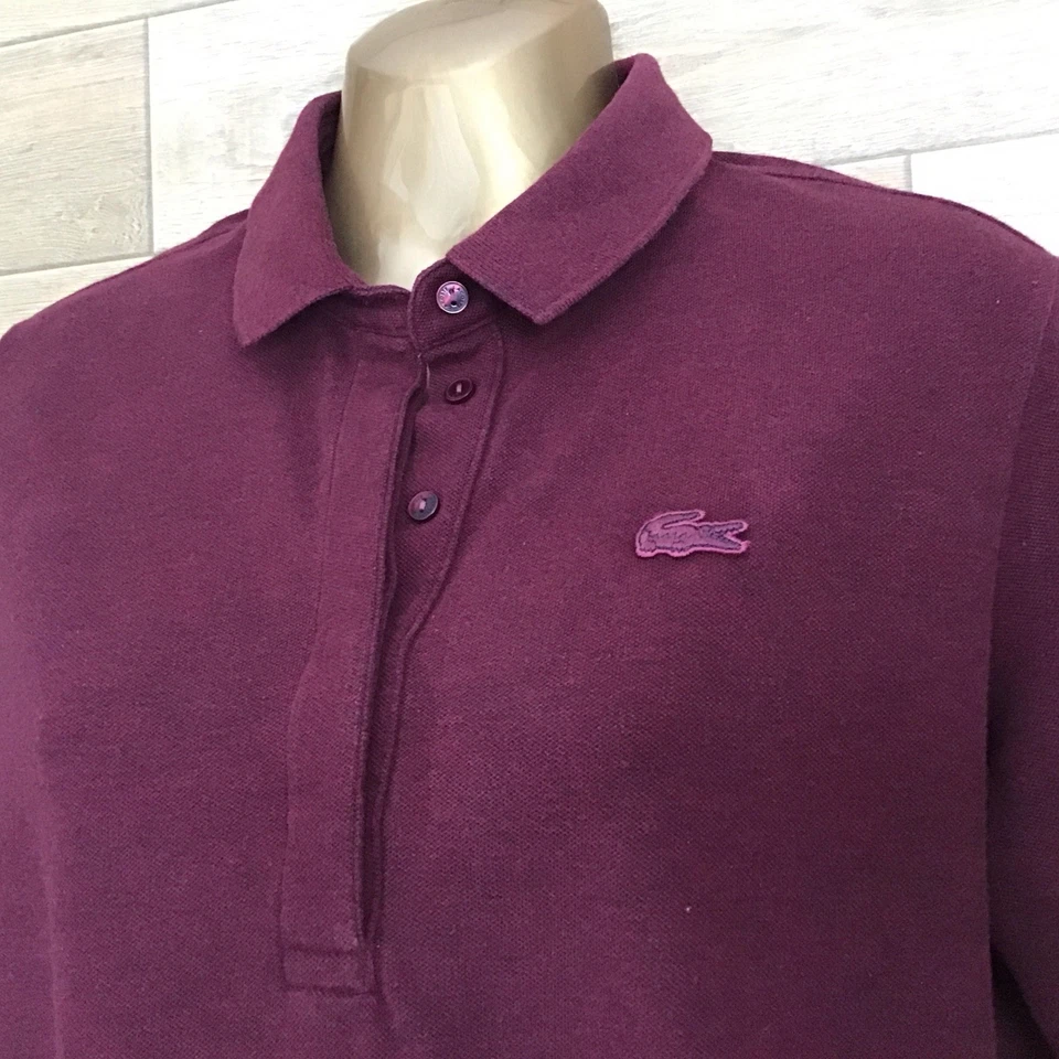 Lacoste Womens Vintage Slim Fit Maroon Polo Shirt Size 44 / XL F70204 Golf Sport - Image 4 of 4
