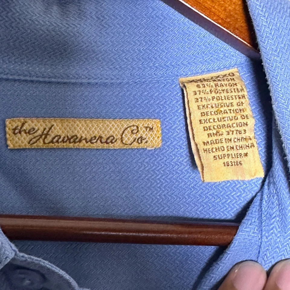 Camisa De Colección The Havanera Co Hombres XXL Azul Bordada Años 90 Gráfico Indie Clásico Foto 3 de 4