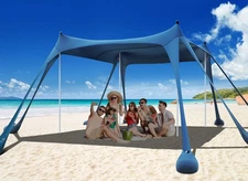 Beach Tent, Camping Sun Shelter UPF50+ with 8 Sandbags, Sand Shovels, Ground ...