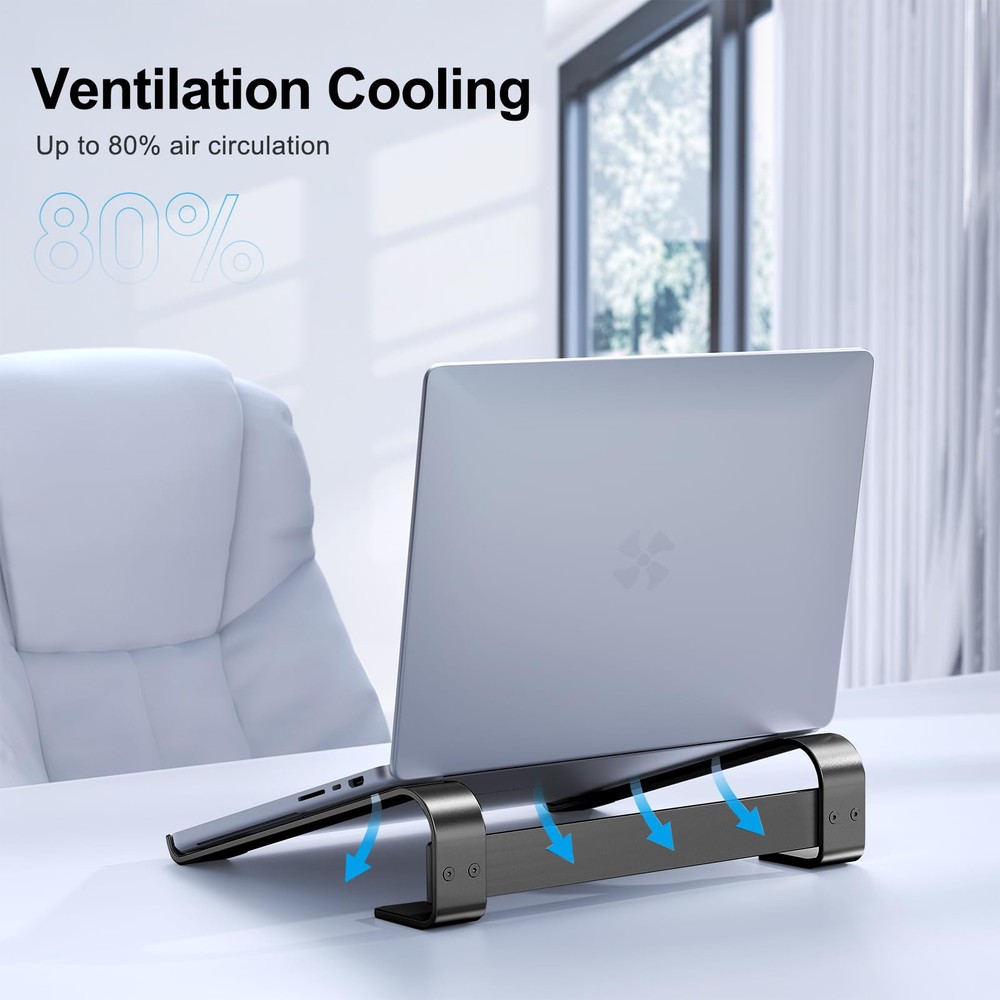Aluminum Laptop Stand for Desk - Ergonomic & Adjustable Computer Riser for Laptops