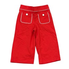 Janie and Jack Red Wide Leg Knit Pants with White Piping and Buttons Toddler 2T