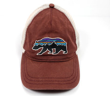 Patagonia Fitz Roy Bear Adult One Size Maroon Brown White Snapback Trucker Hat