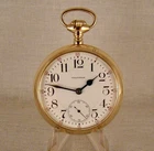 ANTIQUE WALTHAM "CRESCENT ST." 21j 10k GOLD FILLED OPEN FACE 18s RR POCKET WATCH