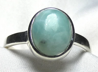 💙 Larimar Ring 925 Silber Gr. 59 (18,8) ovaler Cabochon mod.  UNIKAT 💙 - Bild 1 von 4