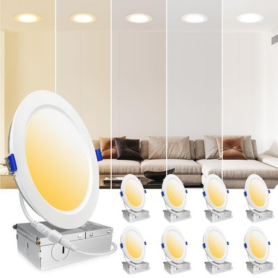 8 Pack 6 Inch 16W MAX.2000LM LED Recessed Lighting with Junction Box, Eqv 200...