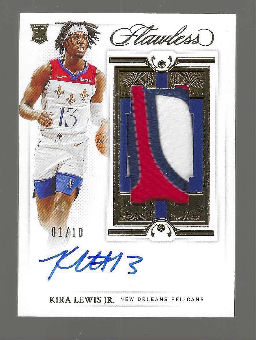 KIRA LEWIS JR 2020 FLAWLESS GOLD PRIZM ROOKIE PATCH AUTO RC #D 01/10 