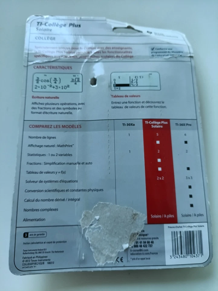 Calculatrice Texas Instruments « TI‑Collège Plus Solaire » - Photo 2/2