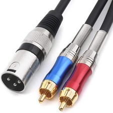 DISINO Dual RCA to XLR Male Y Splitter Patch Cable, Unbalanced 2 RCA/Phono Plug