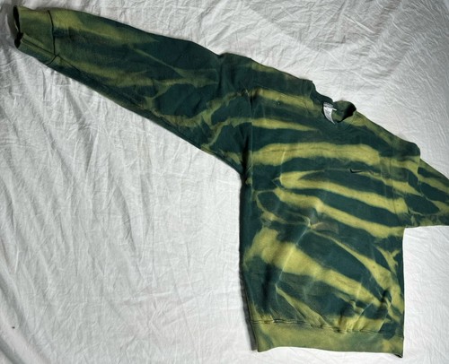 Nike Green and Yellow Tie Dyed Crew Neck Sweatshirt Mens Size L Vintage Striped - Picture 3 of 14