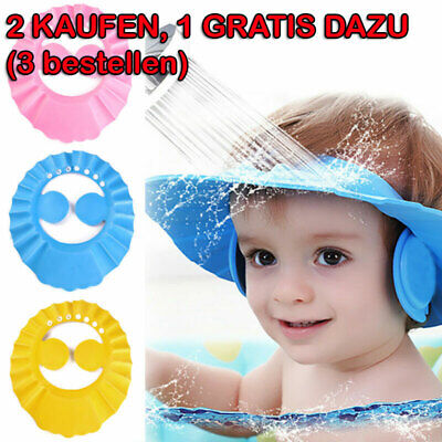 Neu Kinder Baby Duschkappe Augenschutz Mütze Haare Waschen Badekappe Ohrenschutz