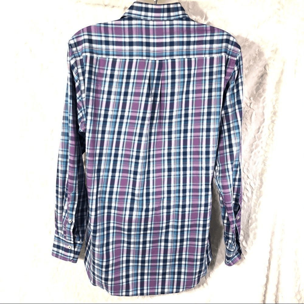 Peter Millar button up dress shirt plaid cotton L… - image 3