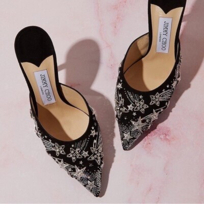 Worn once Jimmy Choo Rav Supernova Crystal embellished mules