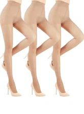 YAGAXI 20D Sheer Tights for Women - 3 Pairs Women's Control Top Pantyhose size S