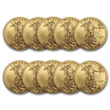 SPECIAL PRICE! BANK WIRE! 1 oz Gold American Eagle BU Random Year - Lot of 10