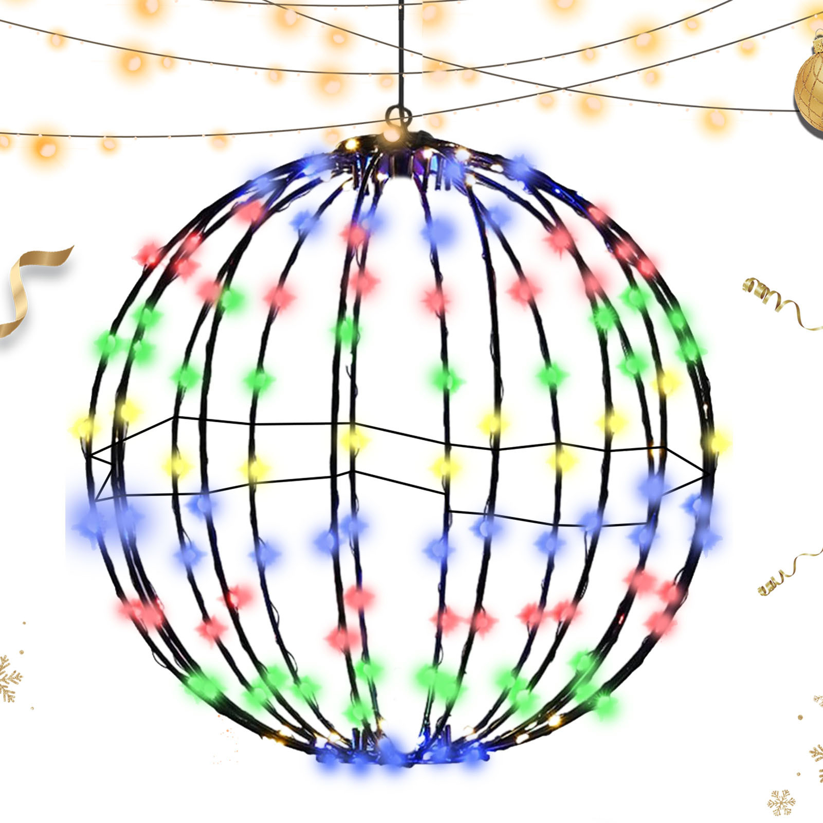 Christmas Foldable Metal Hanging Sphere Lights Outdoor Display Ball Lights eBay