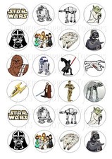 24 STAR WARS  CUPCAKE TOPPER WAFER RICE EDIBLE FAIRY CAKE BUN TOPPERS